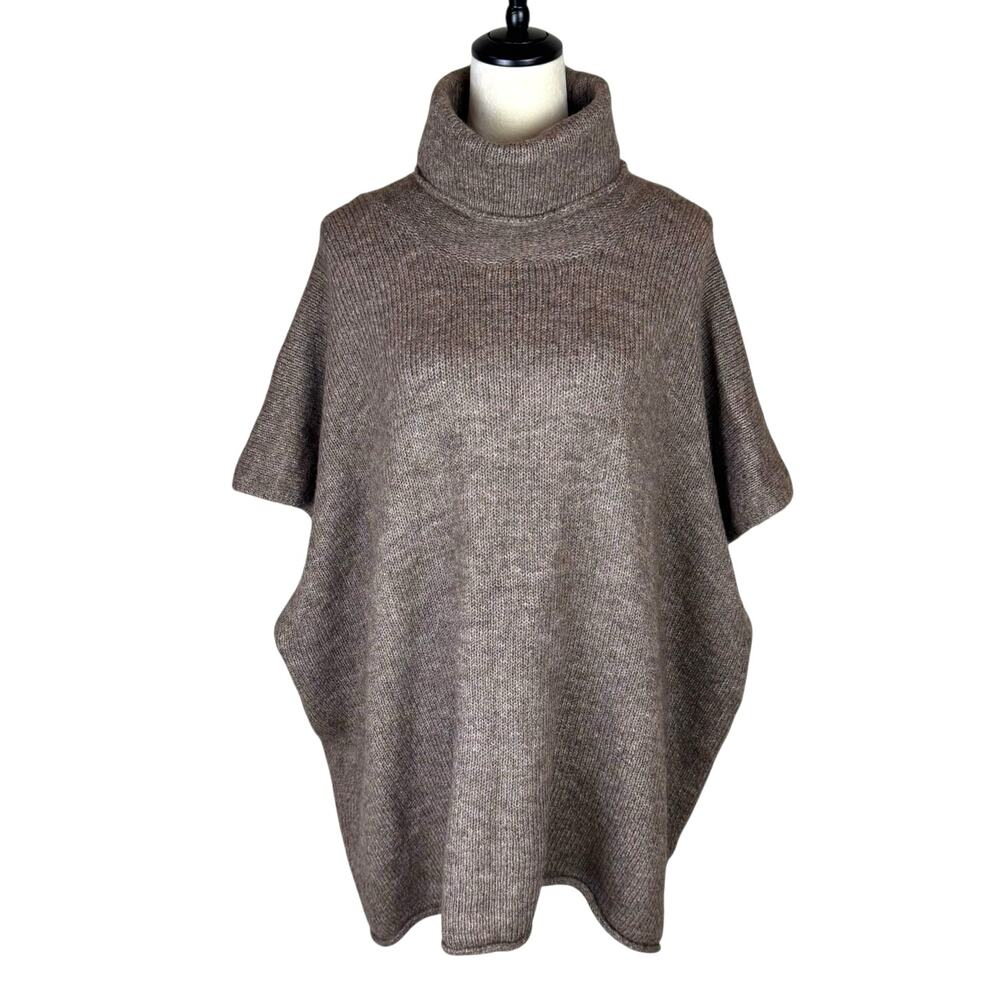 Universal Thread NWT OS Brown Knit Turtleneck Pullover Poncho Sweater